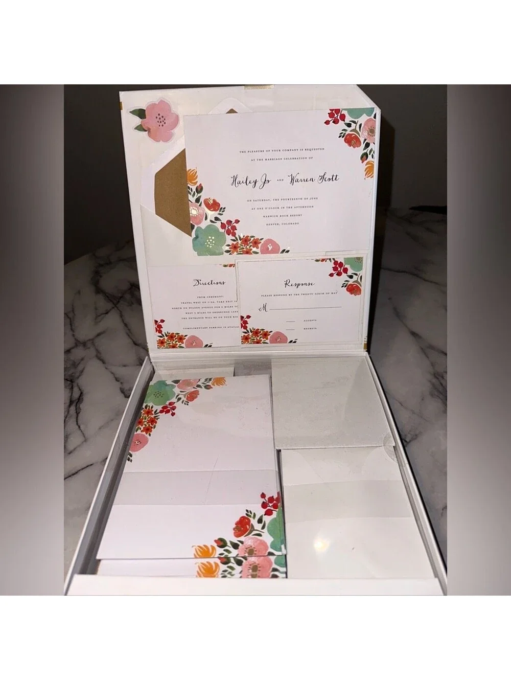 NEW Customizable Wedding Invitation & RSVP & Direction & Envelopes 30 Sets 180pc